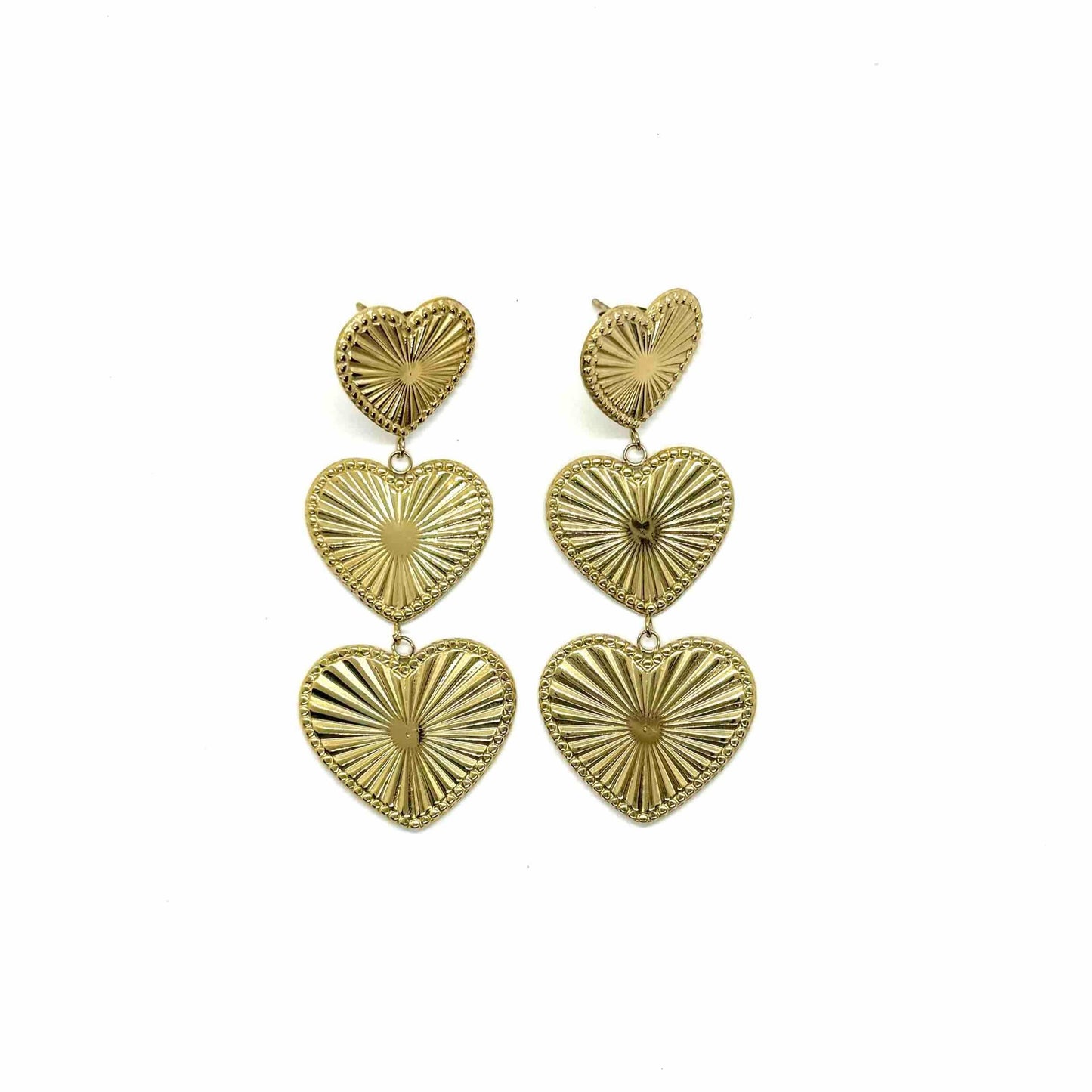 Gouden oorbel 3 hartjes